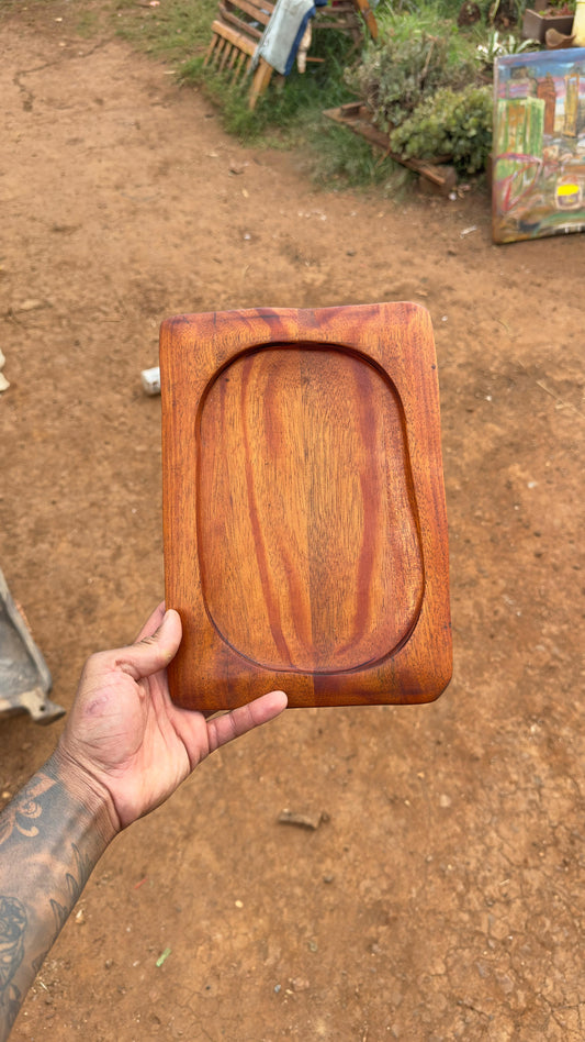 Hand-Carved Kenyan Mahogany plate
