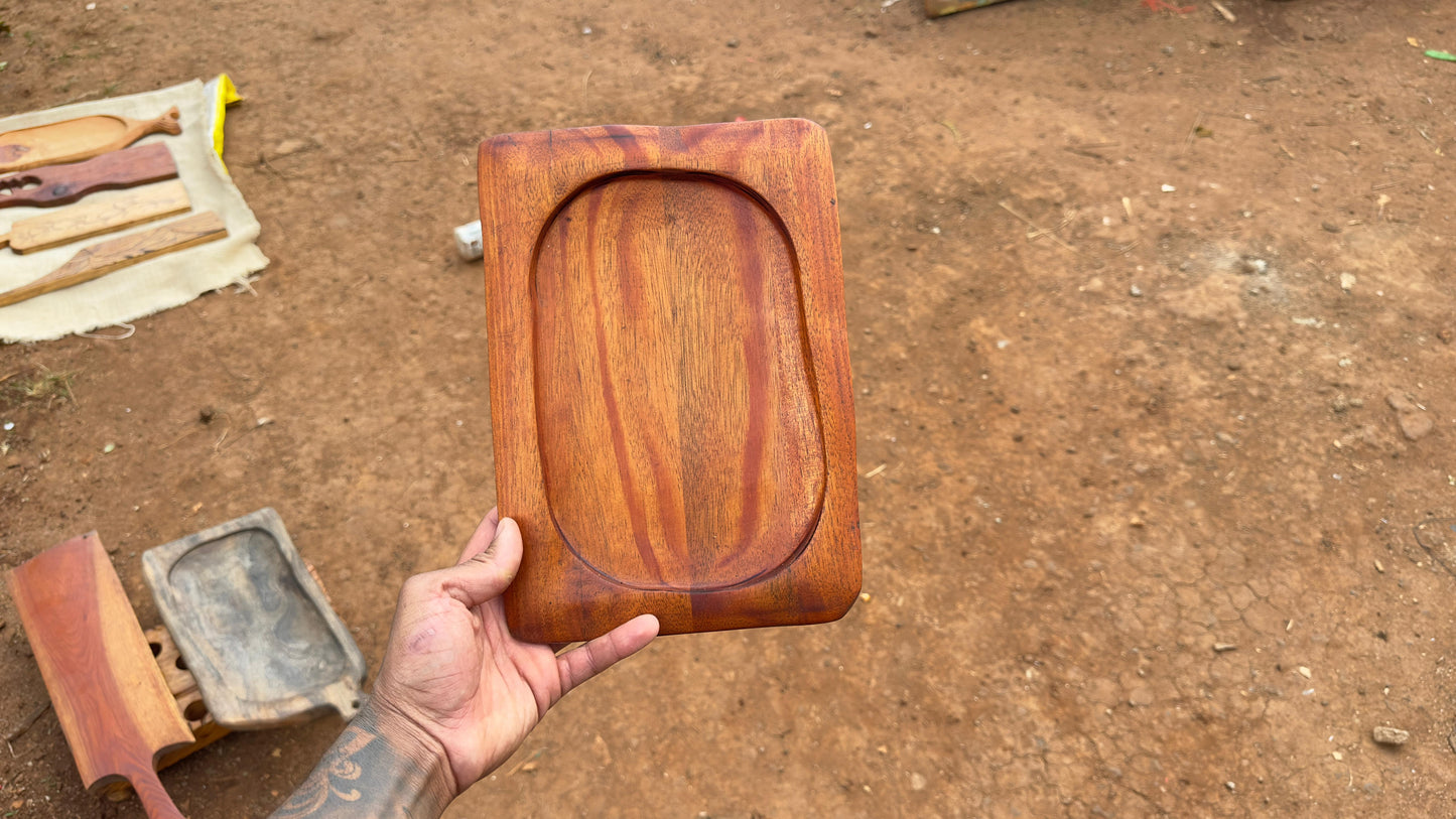 Hand-Carved Kenyan Mahogany plate