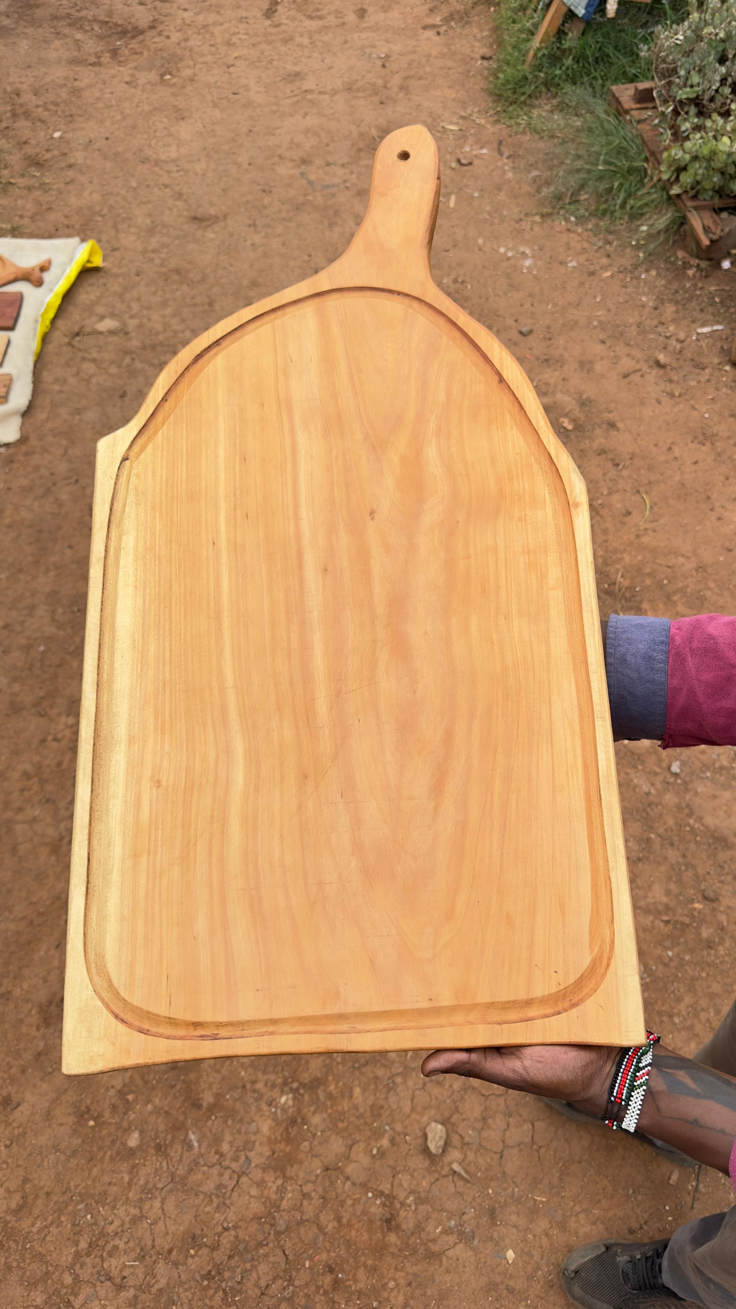 'Safari' African Cypress Single Block cutting board with groove
