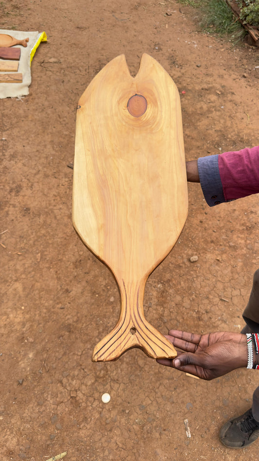 Hand-Carved African Cypress Fish Cutting board