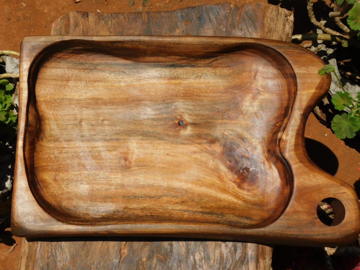 Artisan Hand-Carved African Avocado Wood Charcuterie Bowl