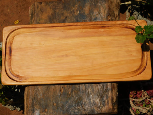 Artisan African Cypress Single Block Charcuterie Board with Groove