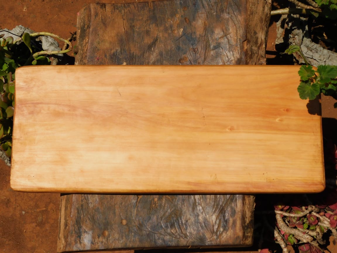 Artisan African Cypress Single Block Charcuterie Board with Groove