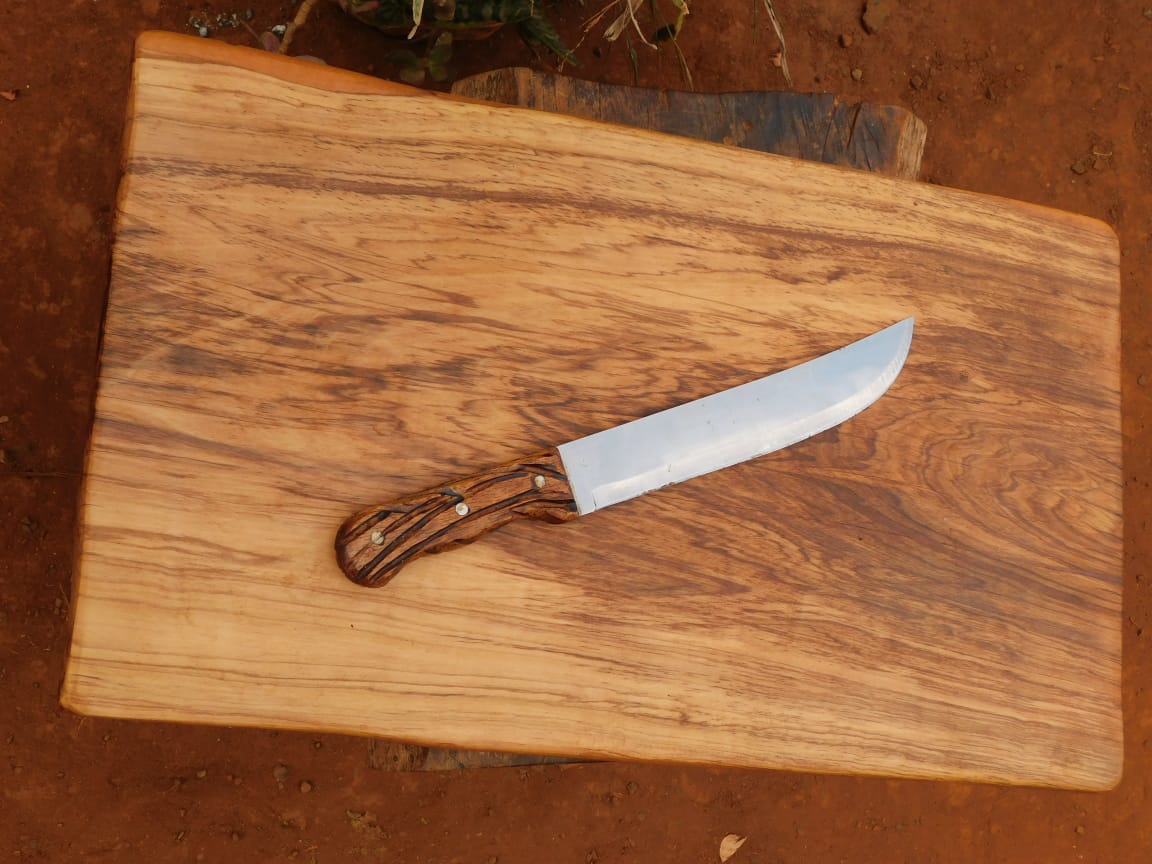 Royale Artisan Hand Polished Reclaimed Elgon Teak Single Block Cutting Board